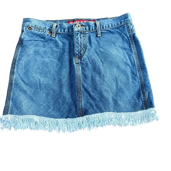 Guess Denim mini skirt with added western fringe, cowboy, stampede, sz 29 - Picture 2 of 10